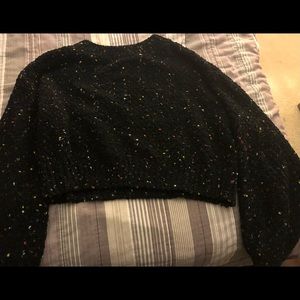 Black with multicolor dots crop sweater